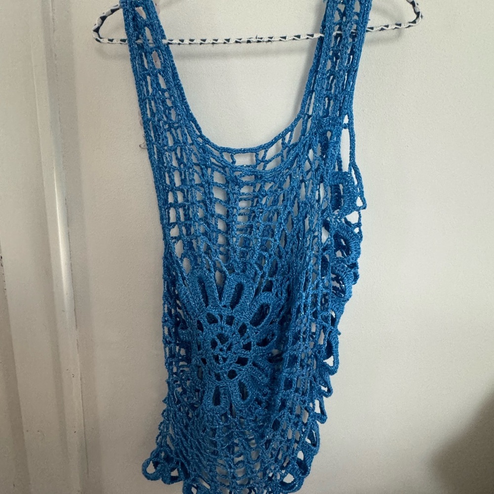 Blue Crochet Tank Top
